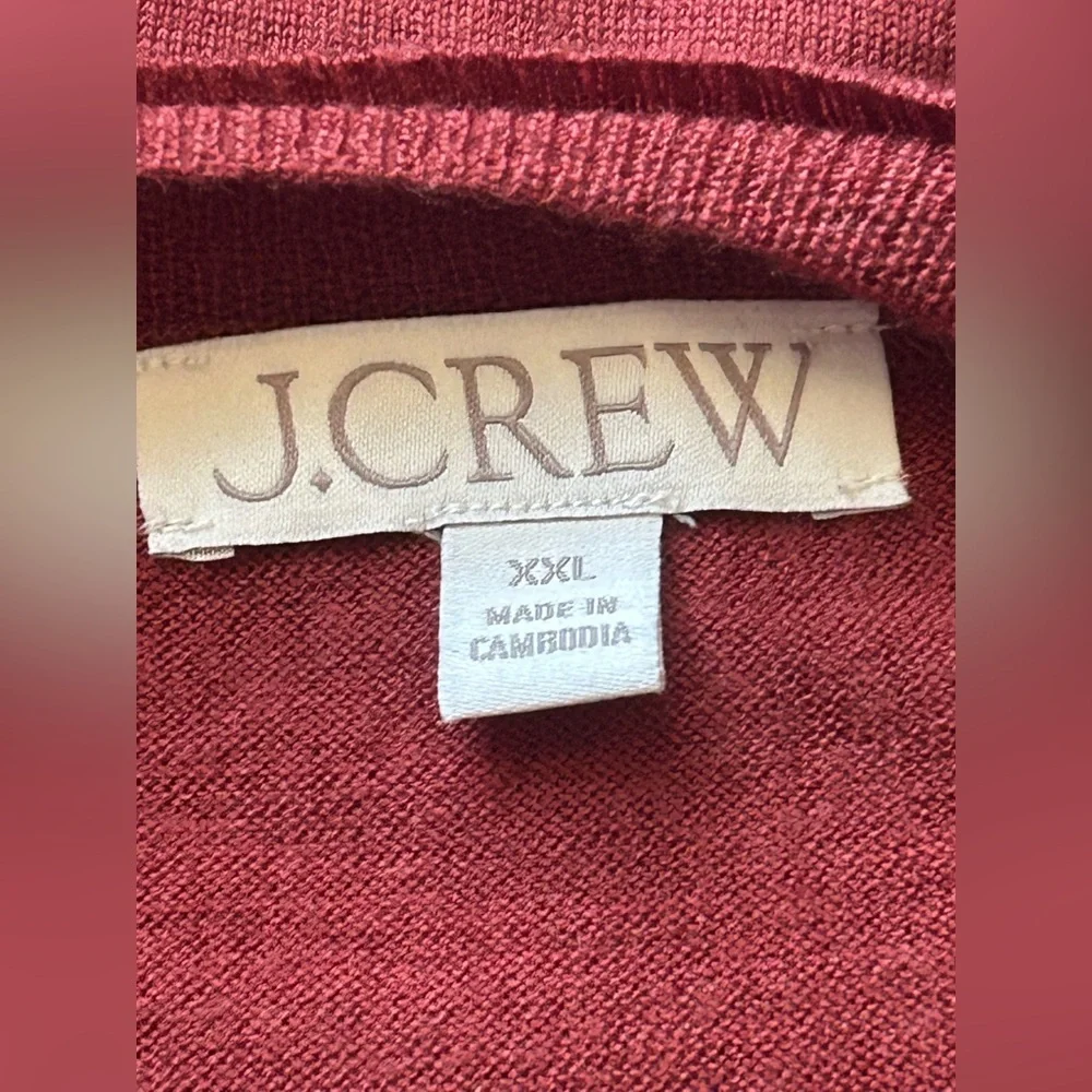 J.Crew Rust Red Merino Wool Crewneck Sweater Relaxed Fit Minimalist Classic XXL